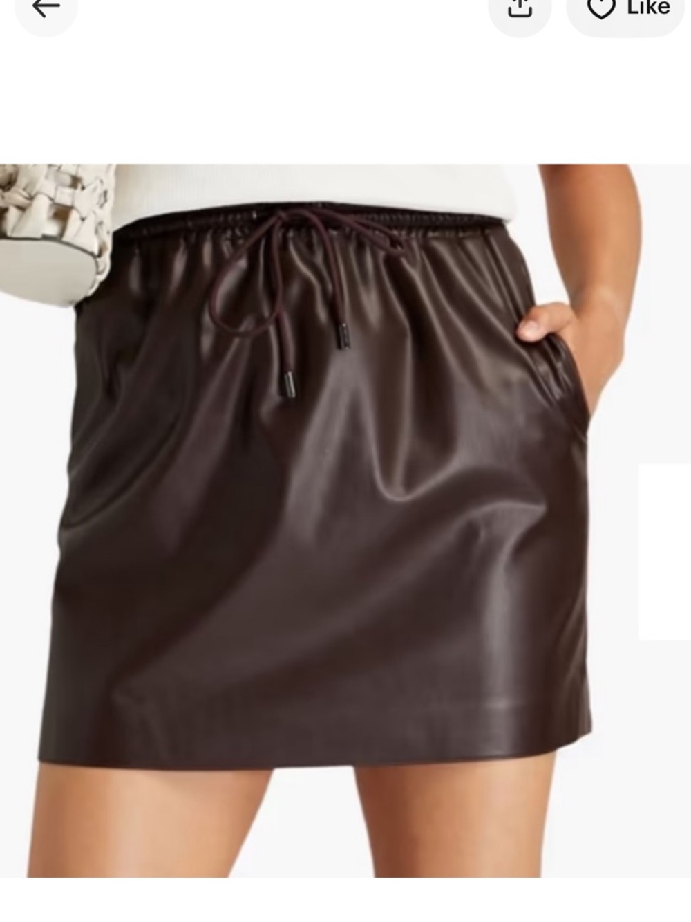 Theory Faux Leather Mini Skirt in Deep Brown